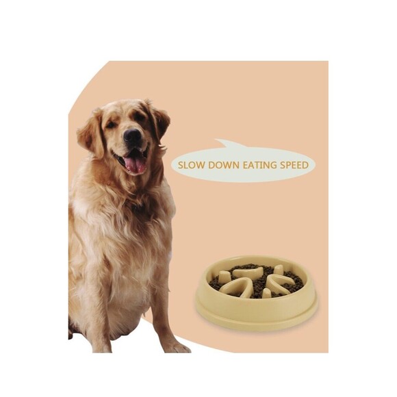 Dog Bowl Slow Feeder for Wet or Dry Dog Food, Go Slow Anti-Gulping Dog Dish, NEW - Picture 5 of 8